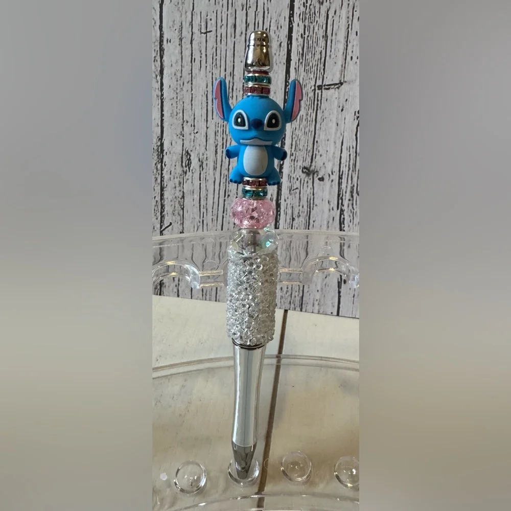 Disney Stitch Handcrafted Beaded Rhinestone Writing Pen Stationery Handmade